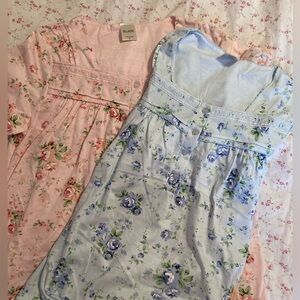 S/2 SS Rose-Print Pajama Tops - Small - NEW